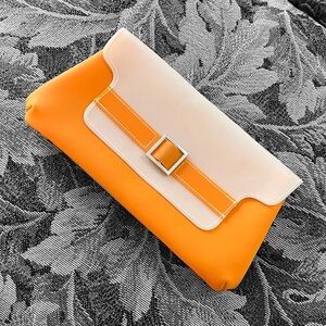 Orange vinyl cosmetics bag 🖤